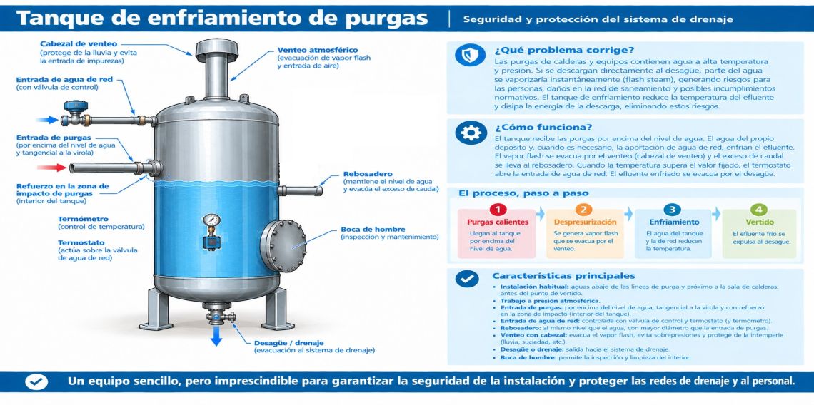 Tanque de enfriamiento de purgas